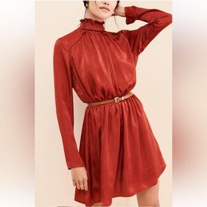 endless rose smocked neck mini dress wine red women’s large